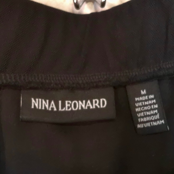 LKNW Nina Leonard Nylon Mesh Black Party Pants, Wide Leg w/Lining Sz M - Picture 8 of 9